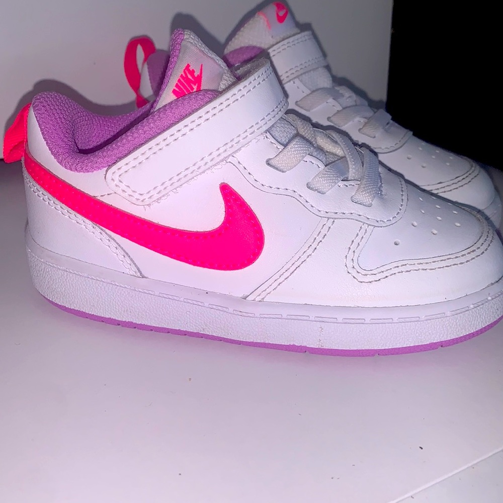 Nike sneakers, hot pink/ white/purple. Infant/toddler for girls